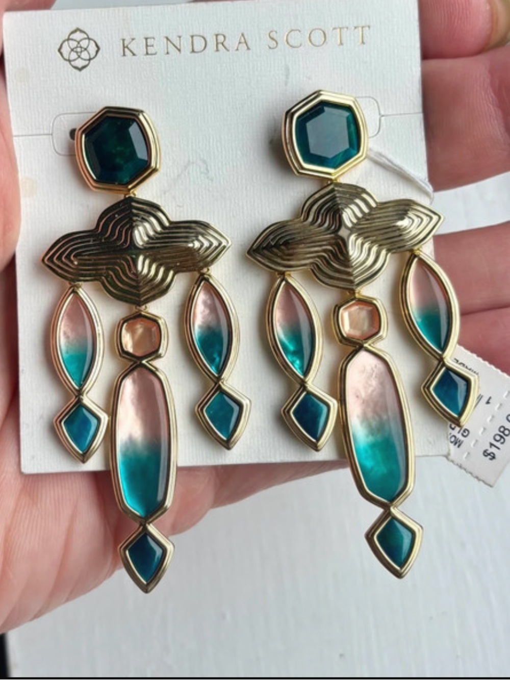 Kendra Scott Teal & Pink Gold-Tone Multi-Drop Earrings